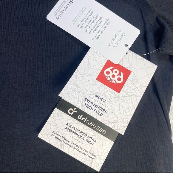 686 Men’s Everywhere Tech Polo Black Polo Shirt Size-Medium - Picture 12 of 13